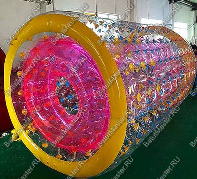 Аттракцион Водный роллер (Гидророллер) "Розово-оранжевый" ПВХ 2*1,8*1,8