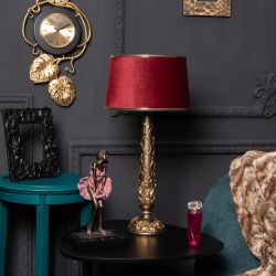 Настольная лампа Лето Бронза с абажуром Тюссо Конфети Рубивайн
