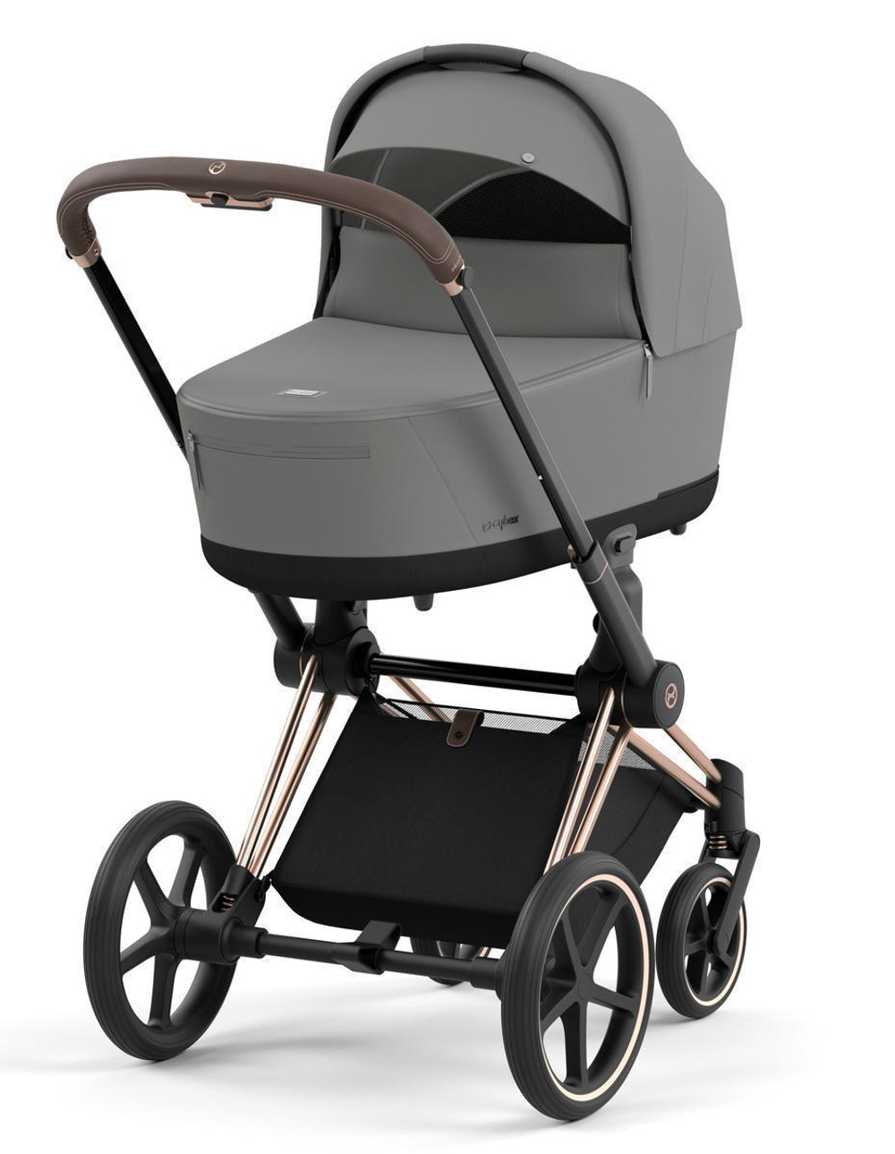 Коляска 3 в 1 Cybex Priam IV Rosegold complete и автокресло Cloud T i-Size Sepia Black Plus Mirage Grey