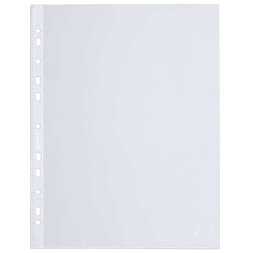 Папки-файлы перфорированные А4 BRAUBERG "ECONOMY", КОМПЛЕКТ 100 шт., гладкие, 30 мкм, 229659