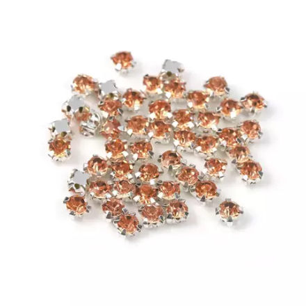 Стразы пришивные в цапах стекло, цв.шампанское 4 мм, 72шт