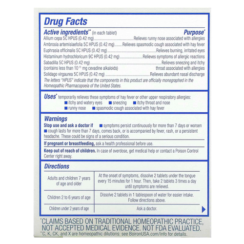 Boiron, AllergyCalm, для снятия аллергии, без добавок, 60 таблеток Meltaway