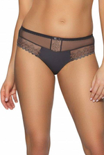 Трусики-бразилиана с изысканной вышивкой люрексом (Размер: M) (Цвет: серый)