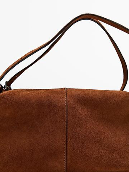 Massimo Dutti Мини-сумка из замши, коричневый