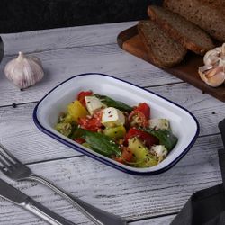 Блюдо для подачи 19,5*14 см h4,5 см 520 мл Blue Rim эмалированая сталь SUNNEX [1]