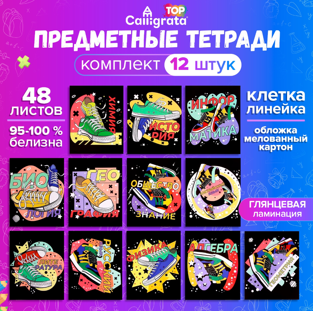 набор предметных тетрадей 48л.Clligrata"Кеды",12предметов