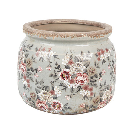 Кашпо декоративное "Розы Клэр" бочонок большое Ø 20x15см Керамика