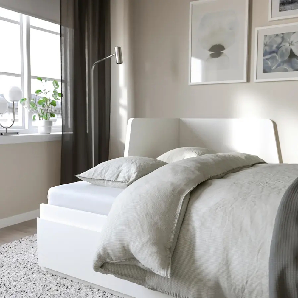 Кушетка с 2 ящиками, 2 матраса - IKEA FLEKKE/ÅGOTNES/AGOTNES, 200х80 см, белый, ФЛЕККЕ/ОГОТНЕС ИКЕА
