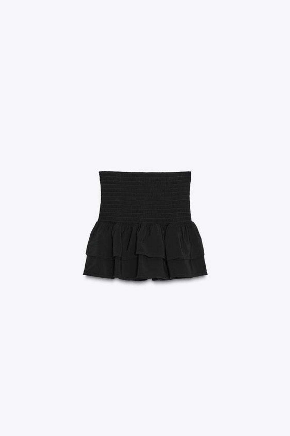 ZARA ЮБКА-ШОРТЫ С ВЫСОКОЙ ТАЛИЕЙ И ВОЛАНАМИ, ЧЕРНЫЙ