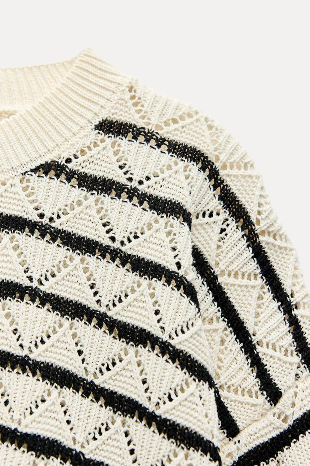 ZARA ТОП ИЗ КРУЖЕВА КРОШЕ В ПОЛОСКУ, ПОЛОСКИ