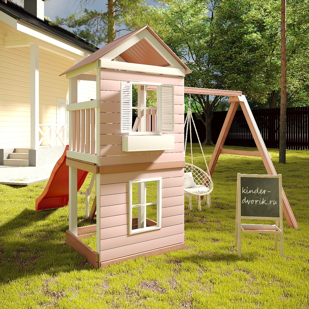 Детский игровой комплекс с качелями гнездо "Домик Марсель