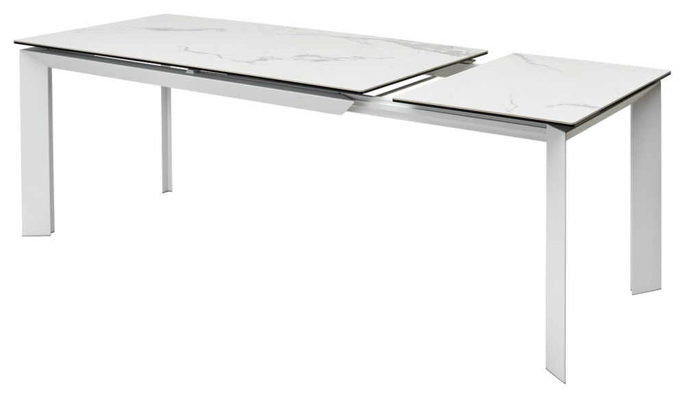 Стол CREMONA 140 HIGH GLOSS STATUARIO Белый мрамор глянцевый, керамика/ белый каркас, ®DISAUR