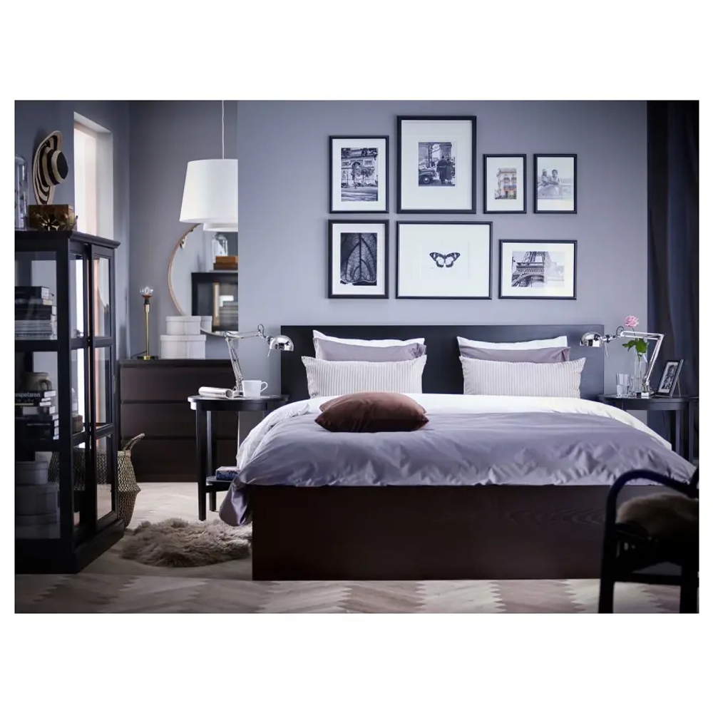 Кровать - IKEA MALM, 200х160 см, жесткий матрас,  черный, МАЛЬМ ИКЕА