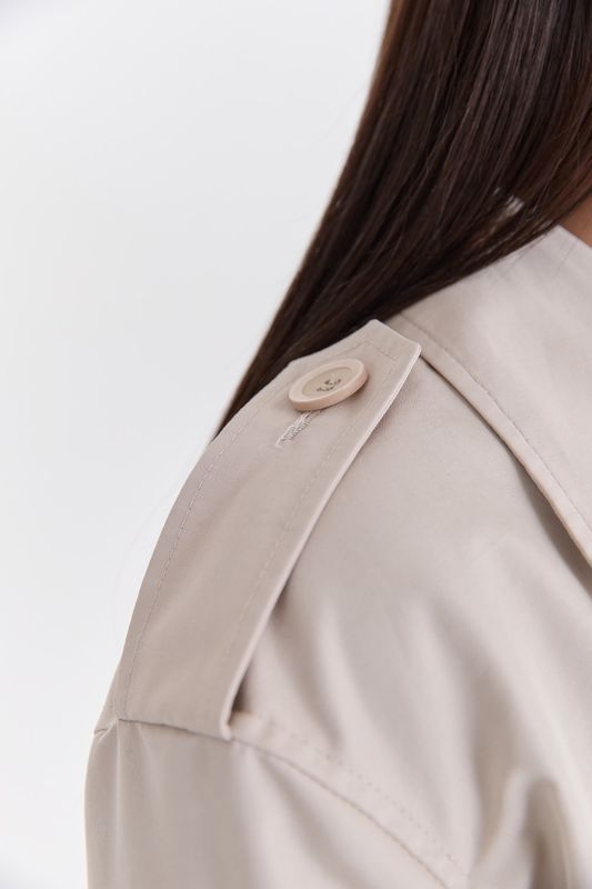 Двусторонний комбинированный тренч с кантом, молочный