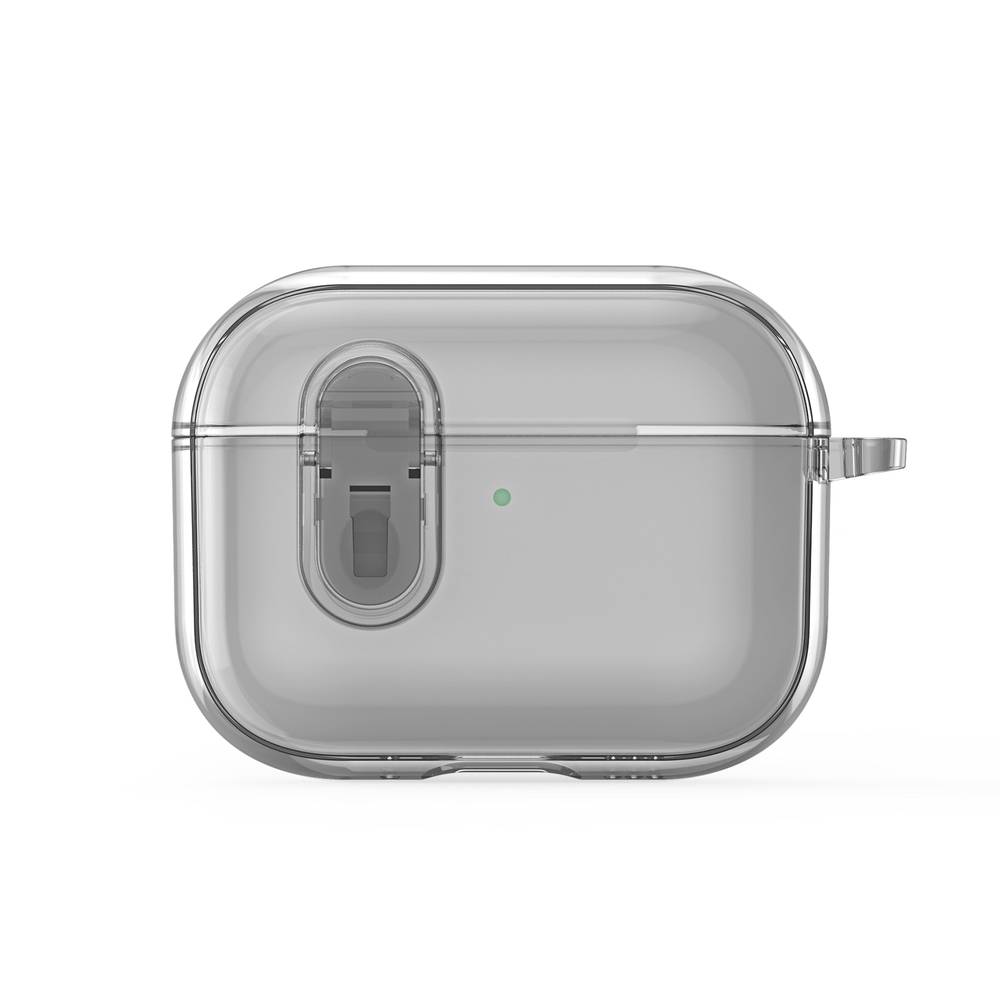 Чехол серый тонированный для наушников AirPods Pro 3, серия PECL Series от Dux Ducis, в комплекте с карабином