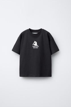 ZARA ФУТБОЛКА С РЕЛЬЕФНЫМ ПРИНТОМ, АНТРАЦИТОВО-СЕРЫЙ