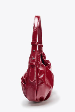 ZARA СУМКА СО СБОРКАМИ И ЭФФЕКТОМ КРАКЕЛЮРА, КРАСНЫЙ