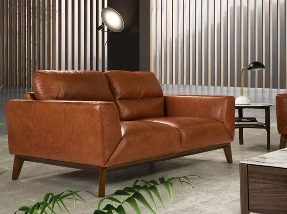 Двухместный диван Angel Cerda KF1016-2P, коричневая кожа