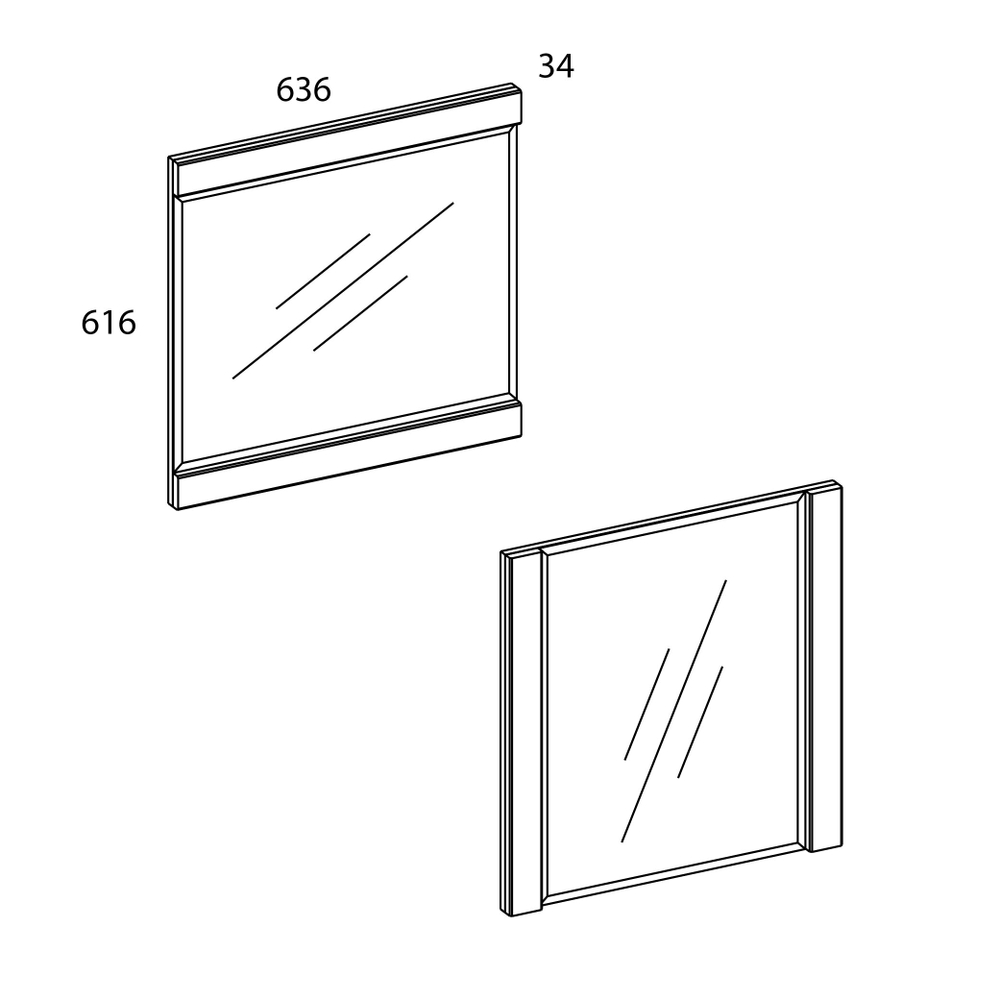 Зеркало навесное, JAGGER, цвет Дуб монастырский /черный