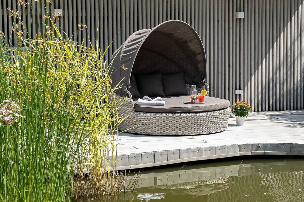 "Стильяно" плетеная кровать круглая, цвет бежевый