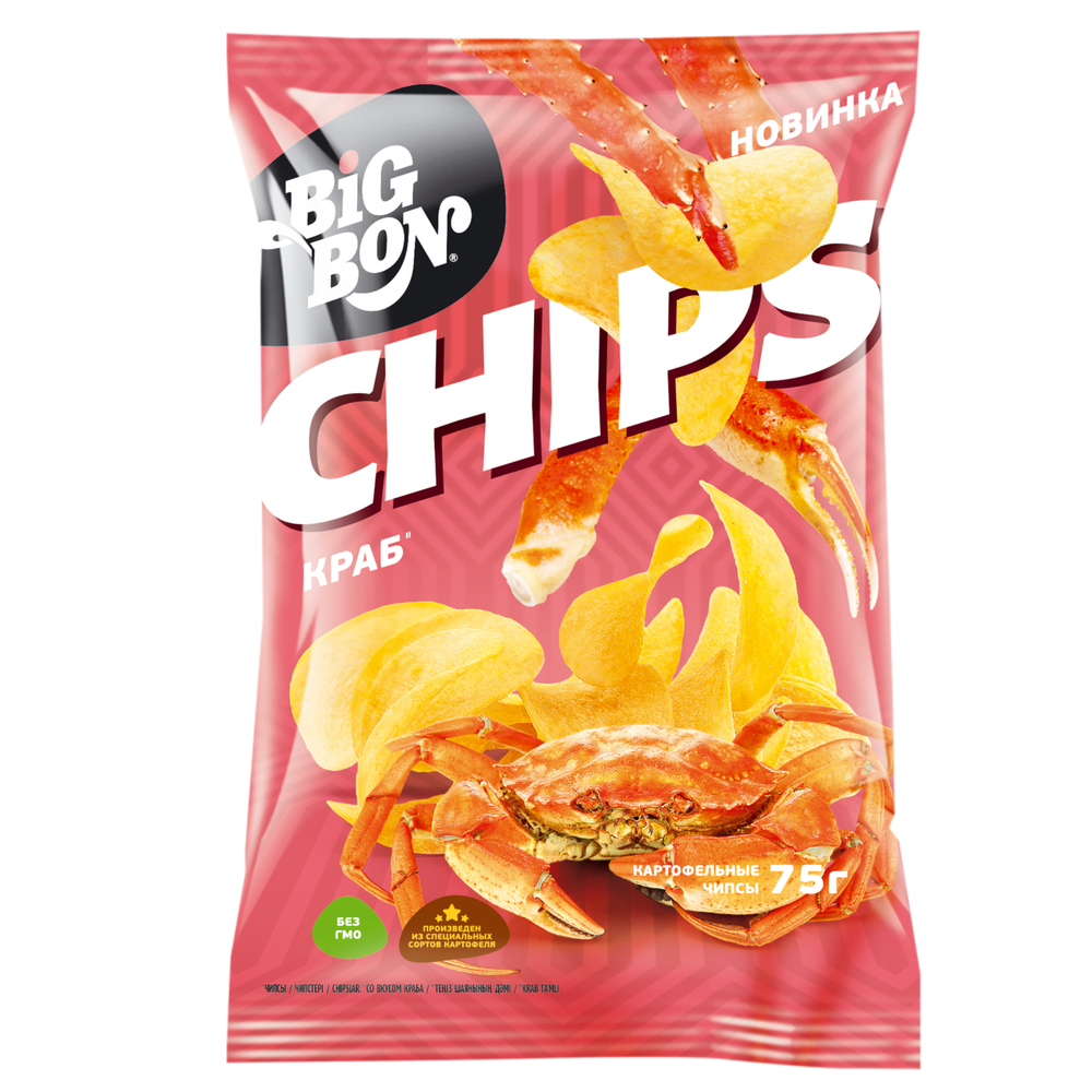 Chips Биг бон со вкусом краба 75гр