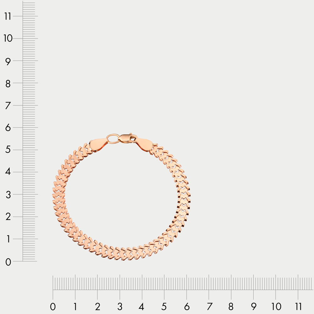 Браслет пустотелый цепной из розового золота 585 пробы с плетением "Фантазийное" без вставок (арт. БШ044)