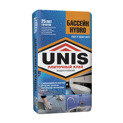 Плиточный клей UNIS Hydro, Юнис бассейн 25 кг.