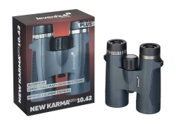 Бинокль Levenhuk New Karma PLUS 10x42 рядом с упаковкой