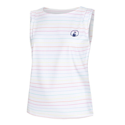 Женская теннисная майка Quiet Please Rainbow Poach Stripe Tank Top Women - White, Multicoloured