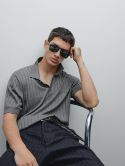 Massimo Dutti Футболка с воротником поло, серый