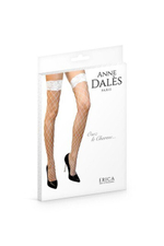 Чулки крупная сетка, силиконовая резинка, hold-up stocking erica T4 (blanc/белые) (Цвет: белый)