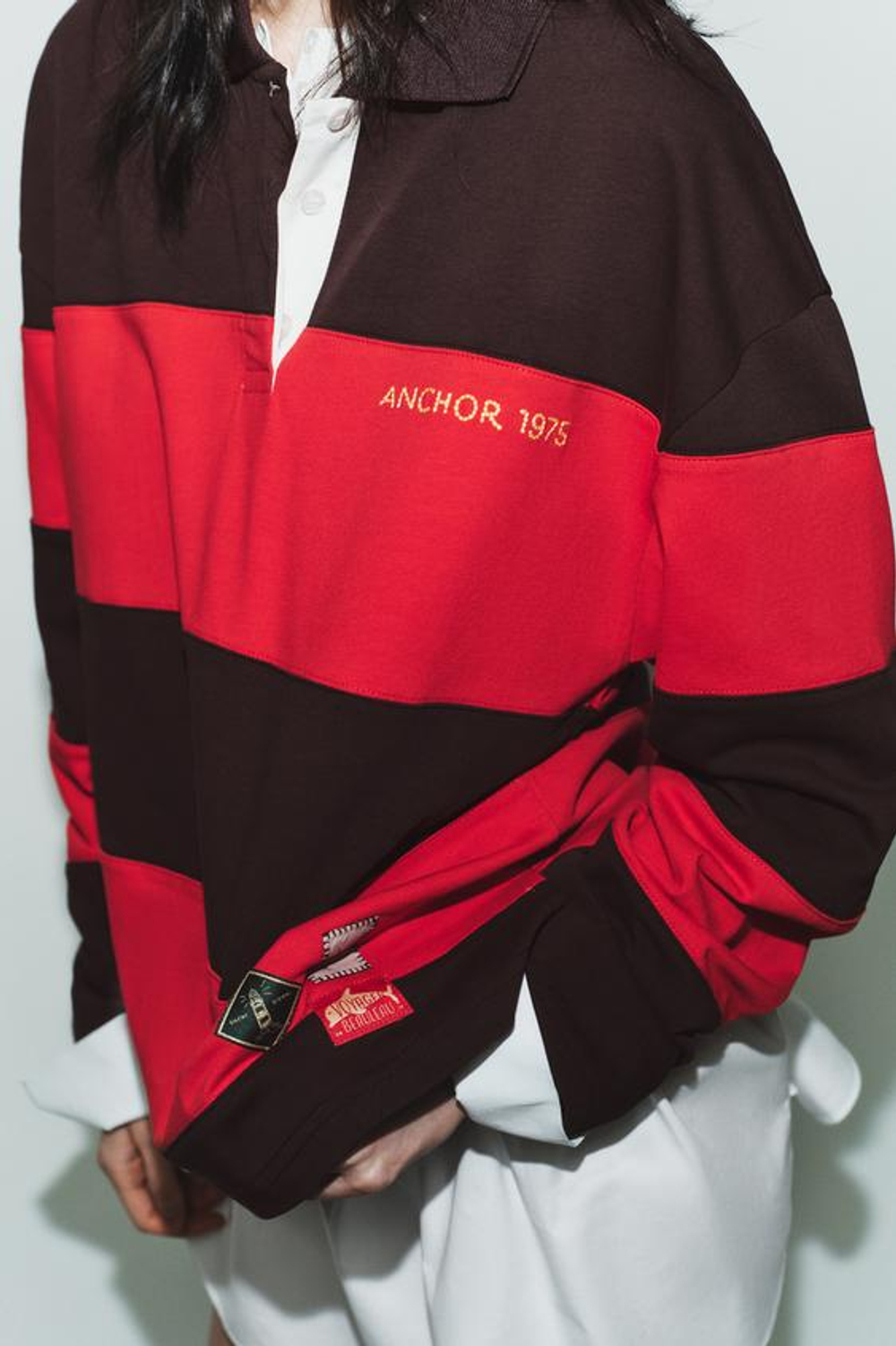 Футболка-поло с нашивками и полосками - ZARA