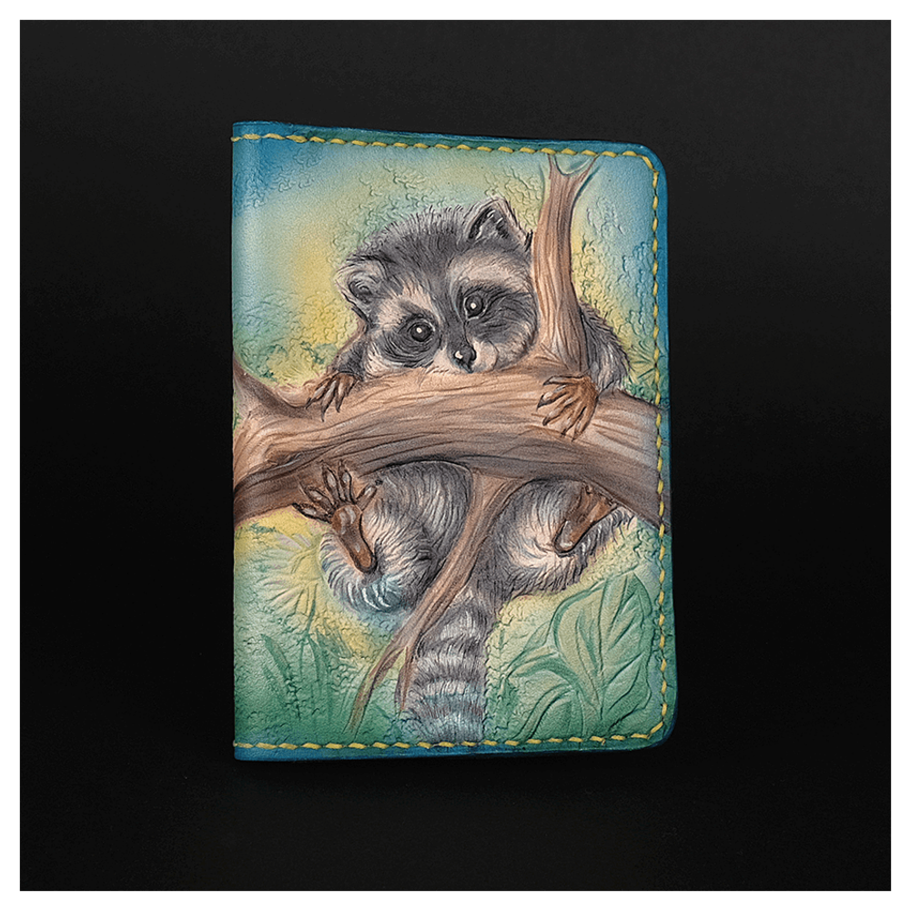 Кожаная обложка на паспорт «Енотик»