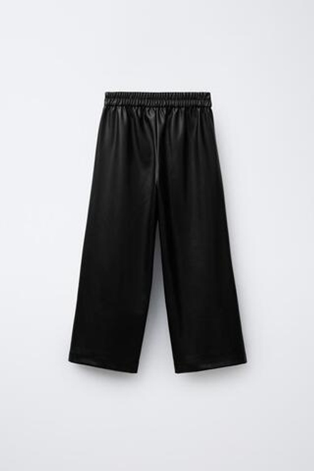 ZARA БРЮКИ ИЗ ИСКУССТВЕННОЙ КОЖИ С БАНТАМИ, ЧЕРНЫЙ