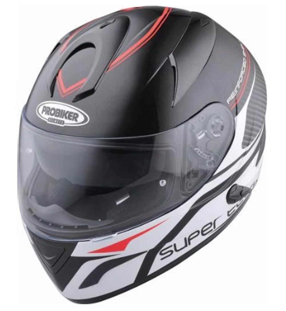 Мотошлем - PROBIKER PR2 (черно-бело-красный)