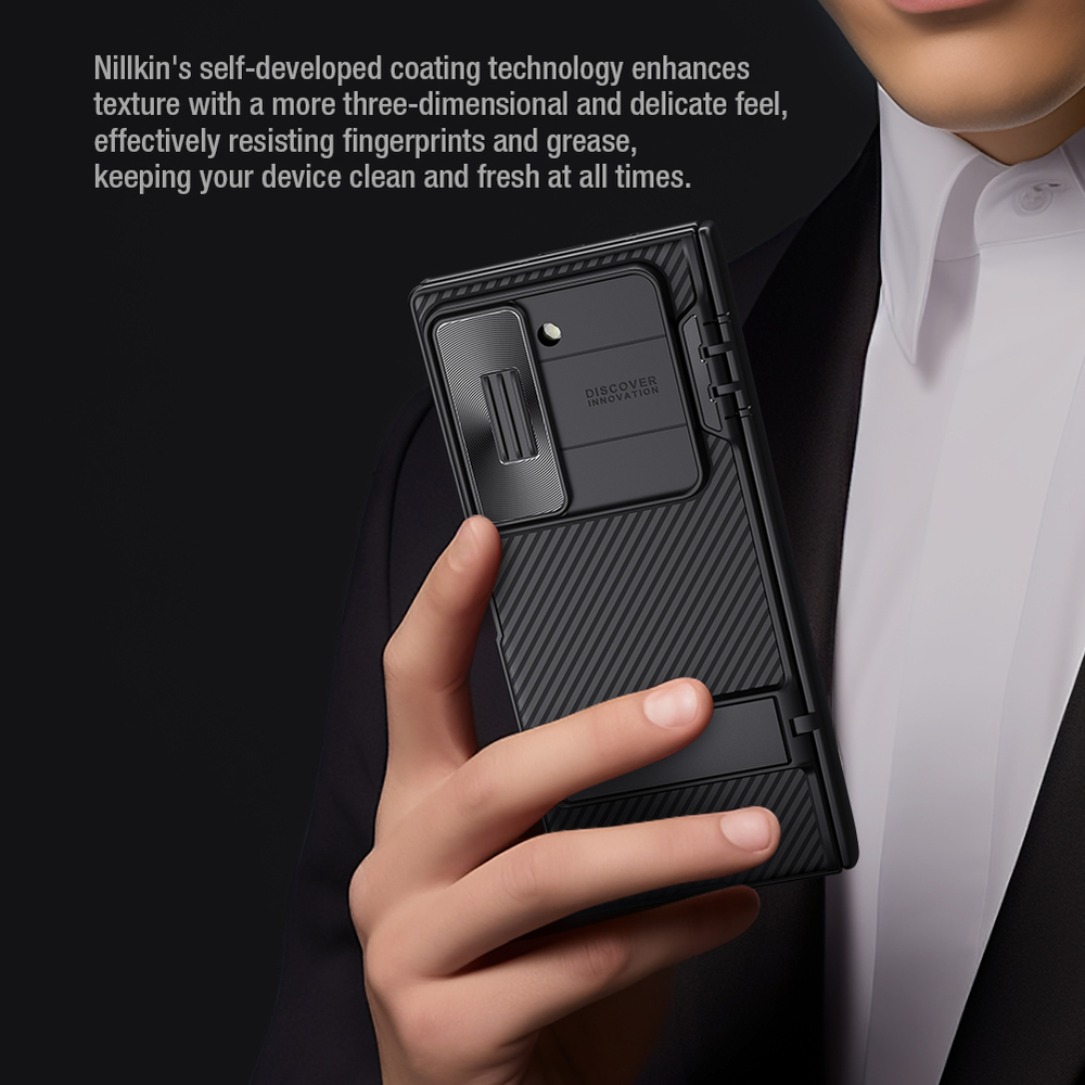 Усиленный чехол с защитной шторкой для камеры от Nillkin для Samsung Galaxy Z Fold 6 5G, серия CamShield Fold Case-Bracket Version (версия с подставкой)