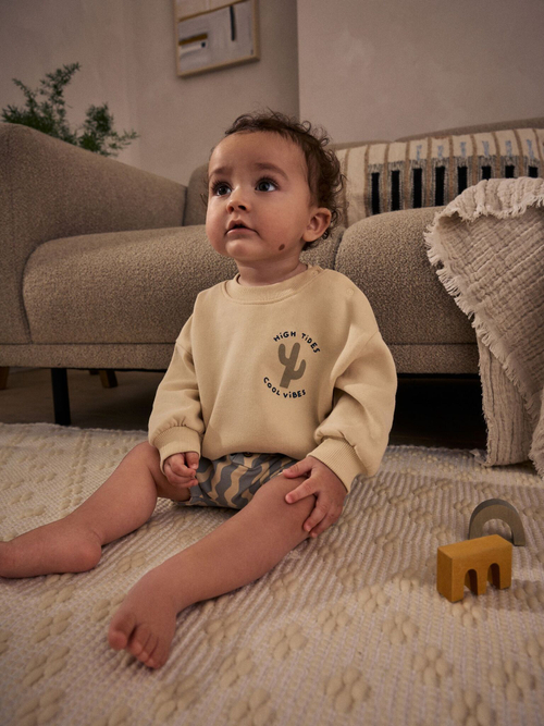 Свитшот и шорты в комплекте для малышей Next AA1-492, Светло-бежевый