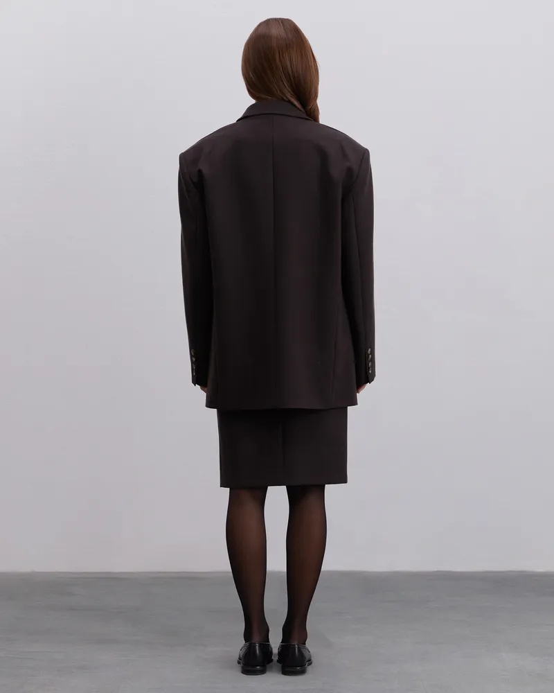 Шерстяной жакет прямого кроя коричневый