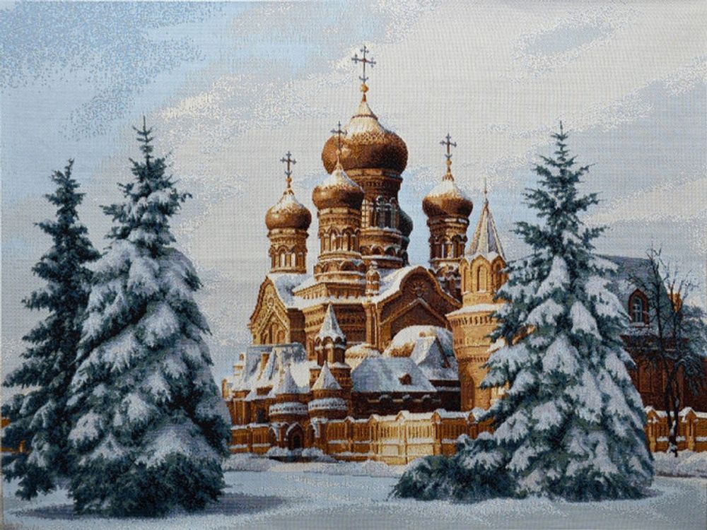 Гобеленовая картина &quot;D. УТРО ПЕРЕД РОЖДЕСТВОМ&quot; в багетной раме, Россия.