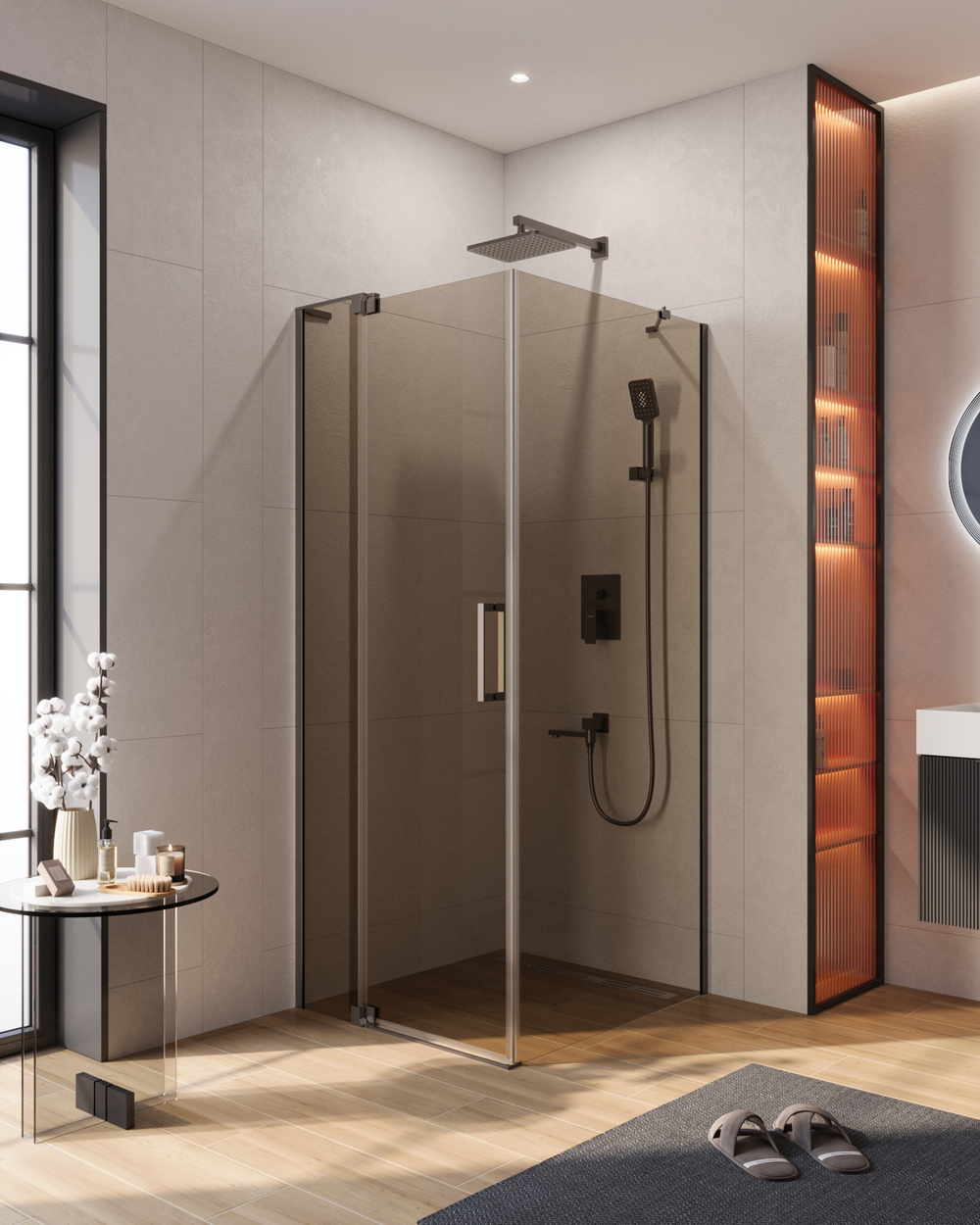 Душевой уголок CEZARES SLIDER-AH-1-90-70/80-BR-GM