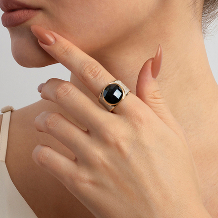 Кольцо Possebon Pearl Black Agate 18 мм K3185.4/18.0 BW/G