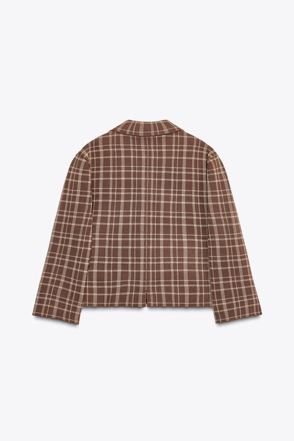 ZARA ЖАКЕТ В КЛЕТКУ, КОРИЧНЕВЫЙ/ЭКРЮ