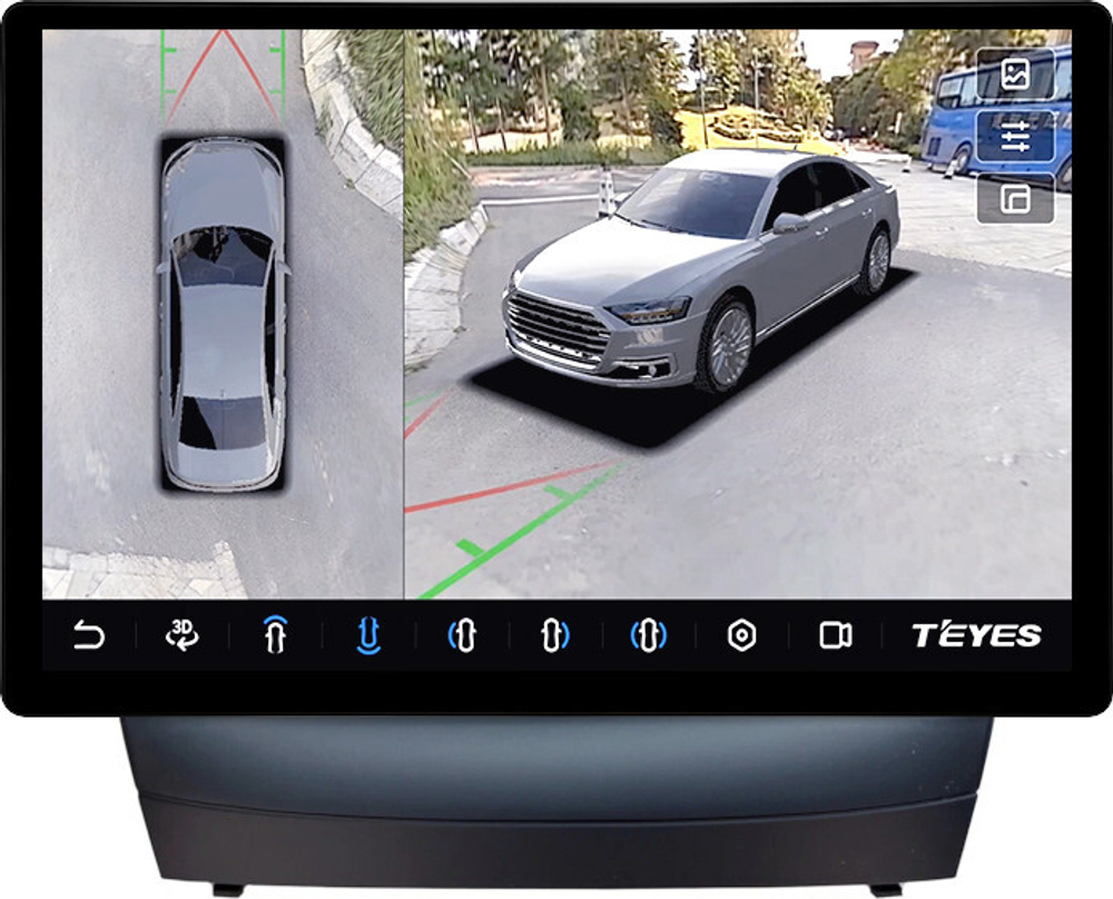 Магнитола для Hyundai iХ35, Tucson 2 2009-2015 (без штатного усилителя, рамка 9) - Teyes CC3-2K-360 монитор 13" 2K QLED на Android 10, 6Гб+128Гб, CarPlay, 4G SIM-слот, 4 камеры в комплекте