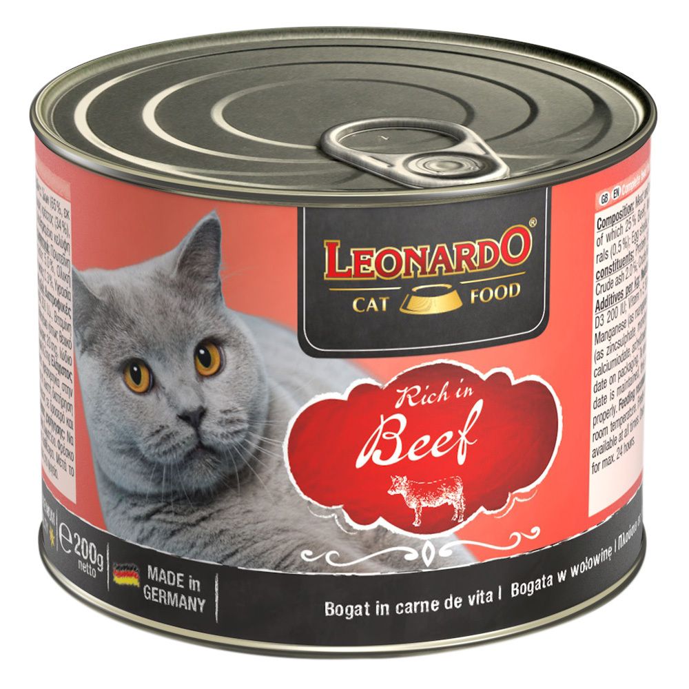 Консервы Leonardo Rich In Beef для взрослых кошек говядина 200 г