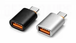 Переходник USB-A на USB-C для клавиатурных кабелей Black и Silver на белом фоне
