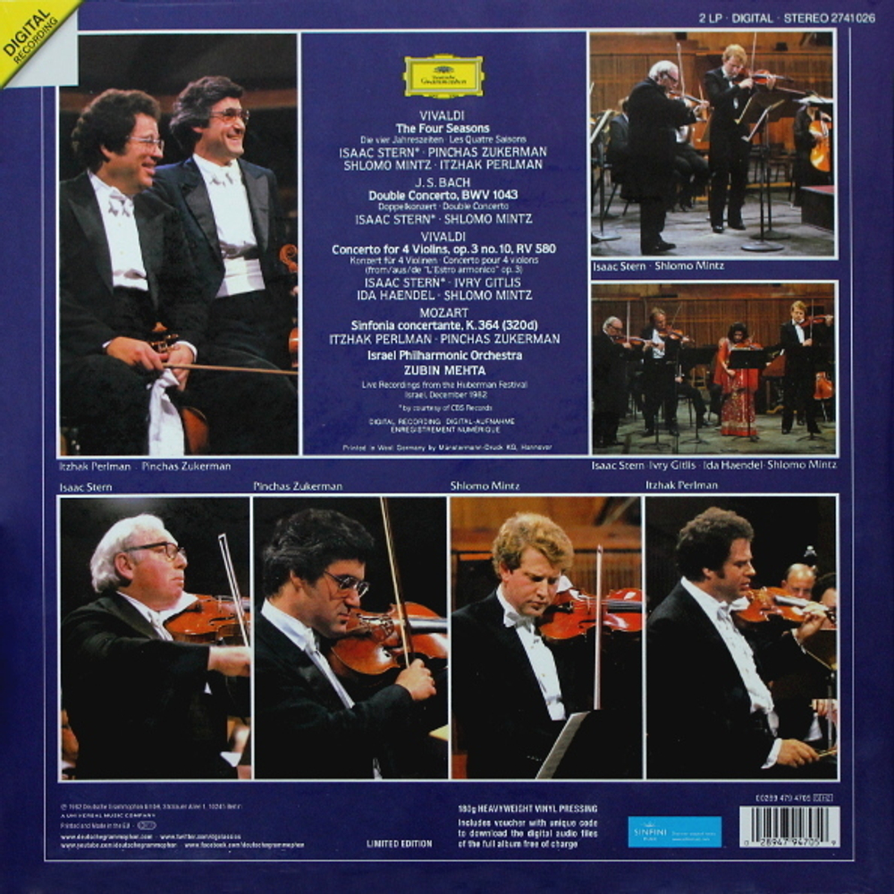 Zukerman, Stern, Perlman, Mintz, Mehta / Vivaldi, Bach, Mozart (2LP)