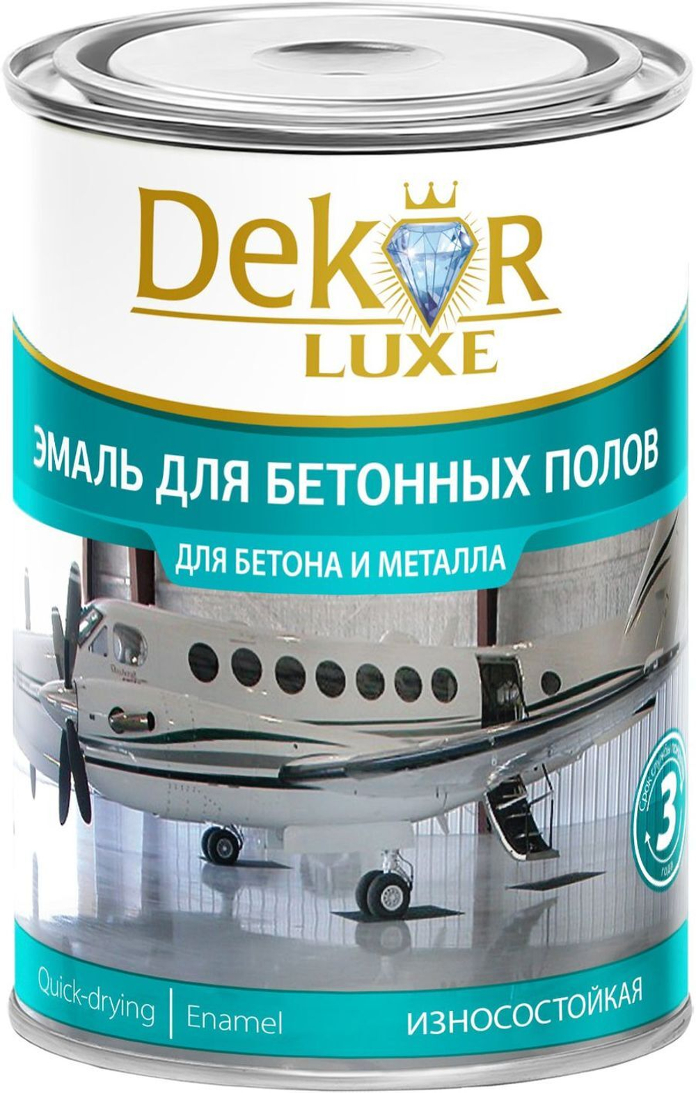 DEKOR LUXE  Эмаль алкидно-уретановая для бетонных полов Белая 0,8кг (Кубанские краски)