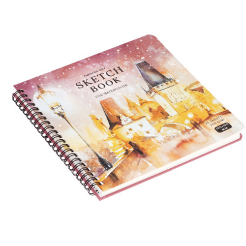 Скетчбук для акварели 20л., 190*190 Greenwich Line "Winter town", на гребне, 200г/м2