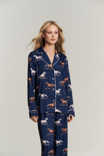 Шелковая пижама с лошадьми - L размер