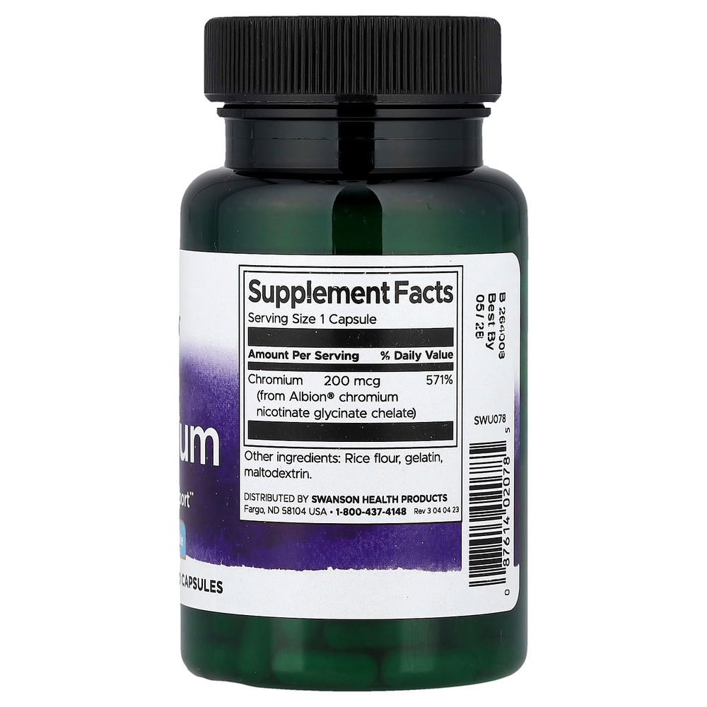 Swanson, Albion®, хром, 200 мкг, 180 капсул